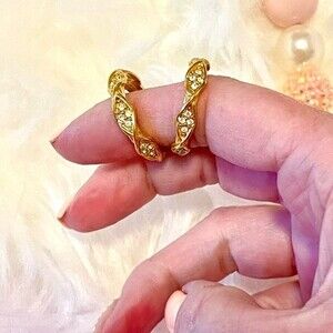 Avon Women’s Rhinestones Hoops in Gold and clear stones